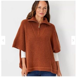 NWT Ann Taylor Ribbed Zip Poncho Sweater